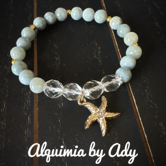 Alquimia Blue aquamarine and Gold Starfish Bracelet - Picture 1 of 1